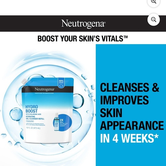 Neutrogena Hydro Boost Fragrance-Free Face Wash, 16 oz. Refill - Picture 2 of 5
